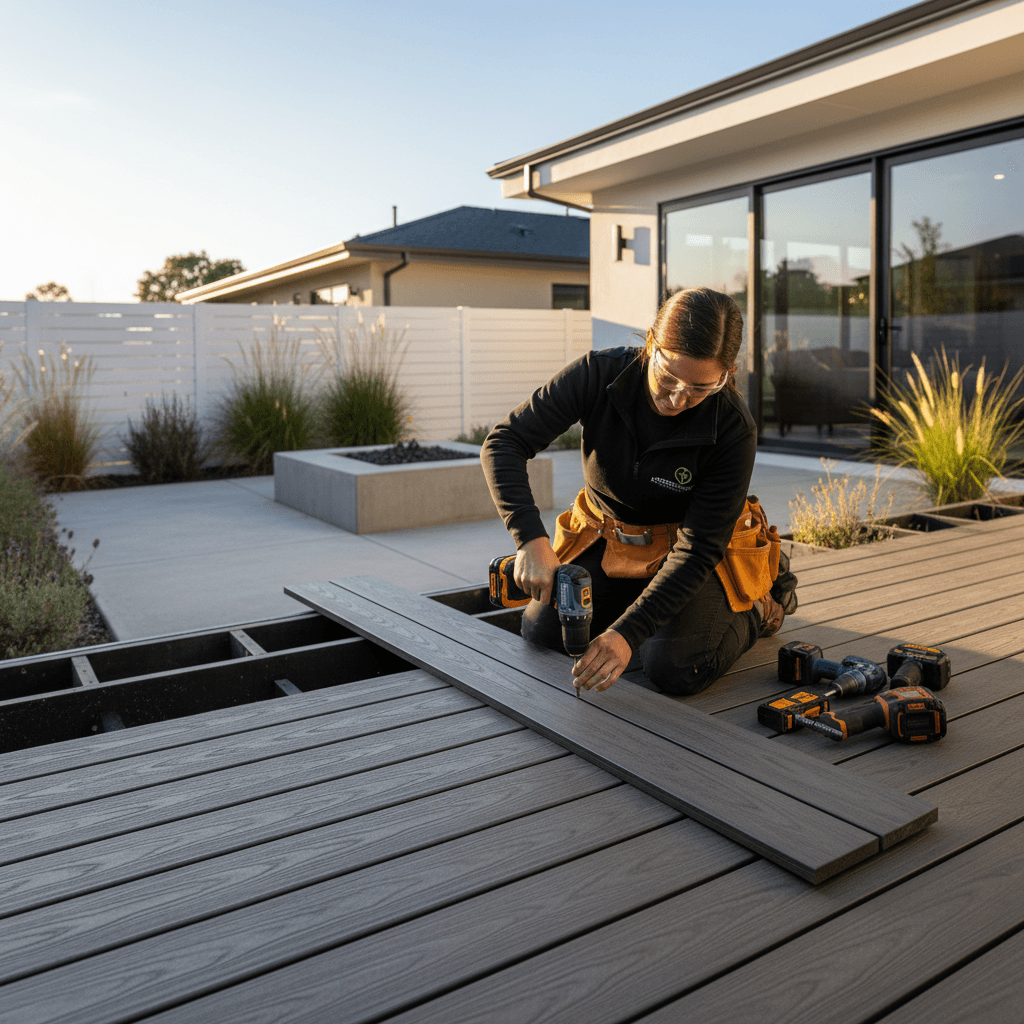 Custom deck construction in progress